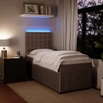 vidaXL Κρεβάτι Boxspring με Στρώμα Ανοιχτό Γκρι 90x200 εκ. Βελούδινο