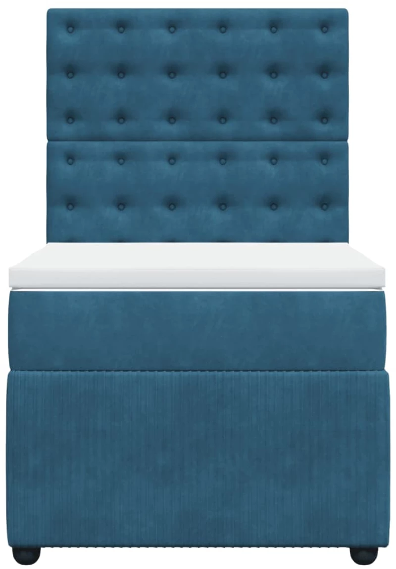 vidaXL Κρεβάτι Boxspring με Στρώμα Σκούρο Μπλε 90x200 εκ. Βελούδινο