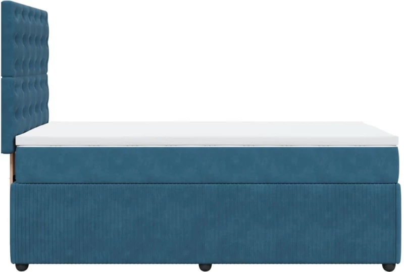 vidaXL Κρεβάτι Boxspring με Στρώμα Σκούρο Μπλε 90x200 εκ. Βελούδινο