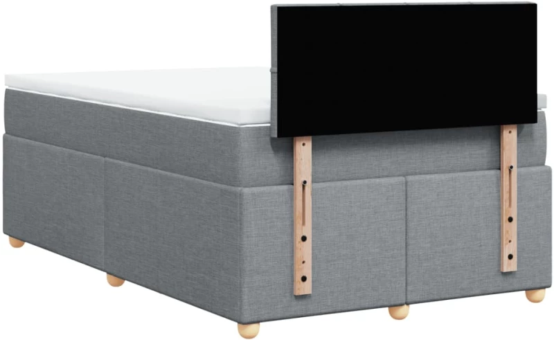 vidaXL Κρεβάτι Boxspring με Στρώμα Ανοιχτό Γκρι 120x200 εκ. Υφασμάτινο