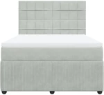 vidaXL Κρεβάτι Boxspring με Στρώμα Ανοιχτό Γκρι 140x200 εκ. Βελούδινο