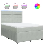 vidaXL Κρεβάτι Boxspring με Στρώμα Ανοιχτό Γκρι 160x200 εκ. Βελούδινο