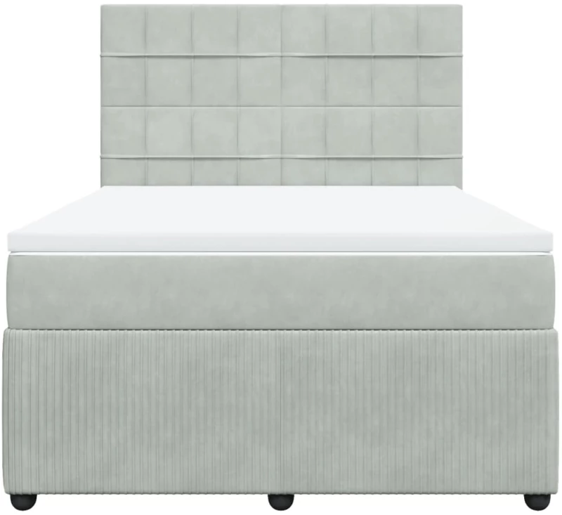 vidaXL Κρεβάτι Boxspring με Στρώμα Ανοιχτό Γκρι 160x200 εκ. Βελούδινο
