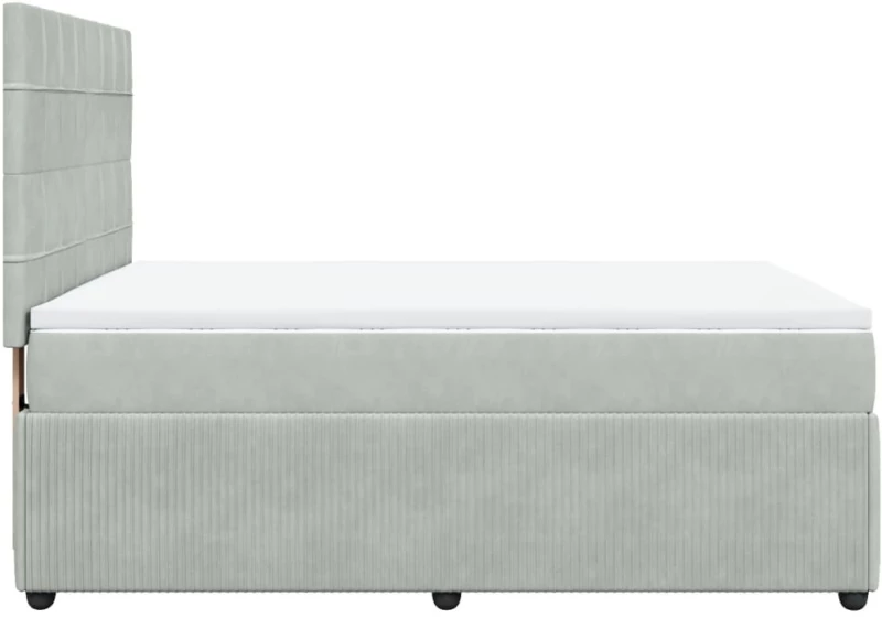 vidaXL Κρεβάτι Boxspring με Στρώμα Ανοιχτό Γκρι 160x200 εκ. Βελούδινο