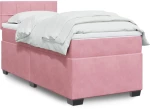 vidaXL Κρεβάτι Boxspring με Στρώμα Ροζ 90x190 εκ. Βελούδινο