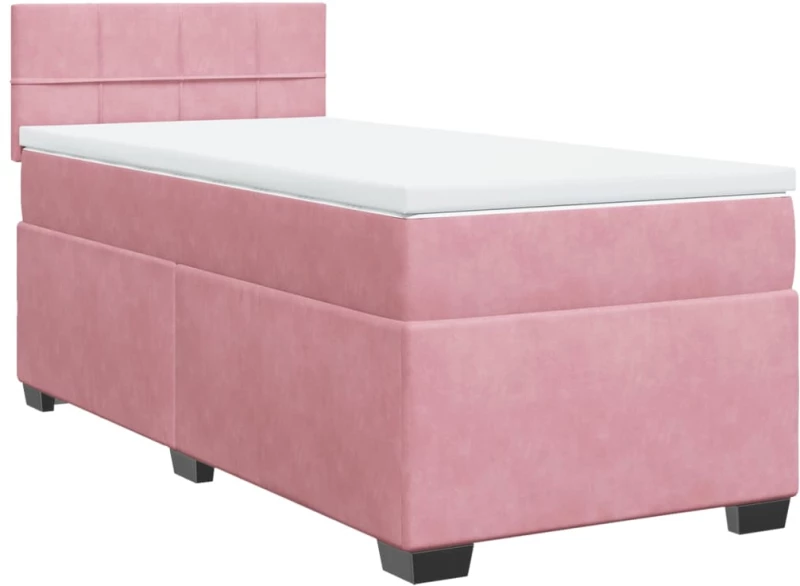 vidaXL Κρεβάτι Boxspring με Στρώμα Ροζ 90x190 εκ. Βελούδινο