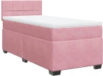 vidaXL Κρεβάτι Boxspring με Στρώμα Ροζ 90x190 εκ. Βελούδινο