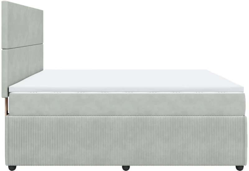 vidaXL Κρεβάτι Boxspring με Στρώμα Ανοιχτό Γκρι 180x200 εκ. Βελούδινο