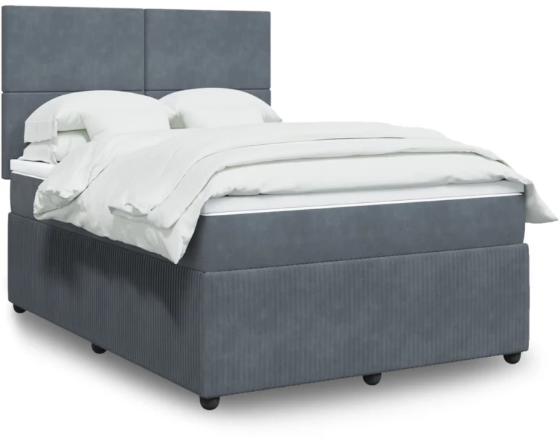 vidaXL Κρεβάτι Boxspring με Στρώμα Σκούρο Γκρι 140x200 εκ. Βελούδινο