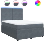vidaXL Κρεβάτι Boxspring με Στρώμα Σκούρο Γκρι 140x200 εκ. Βελούδινο