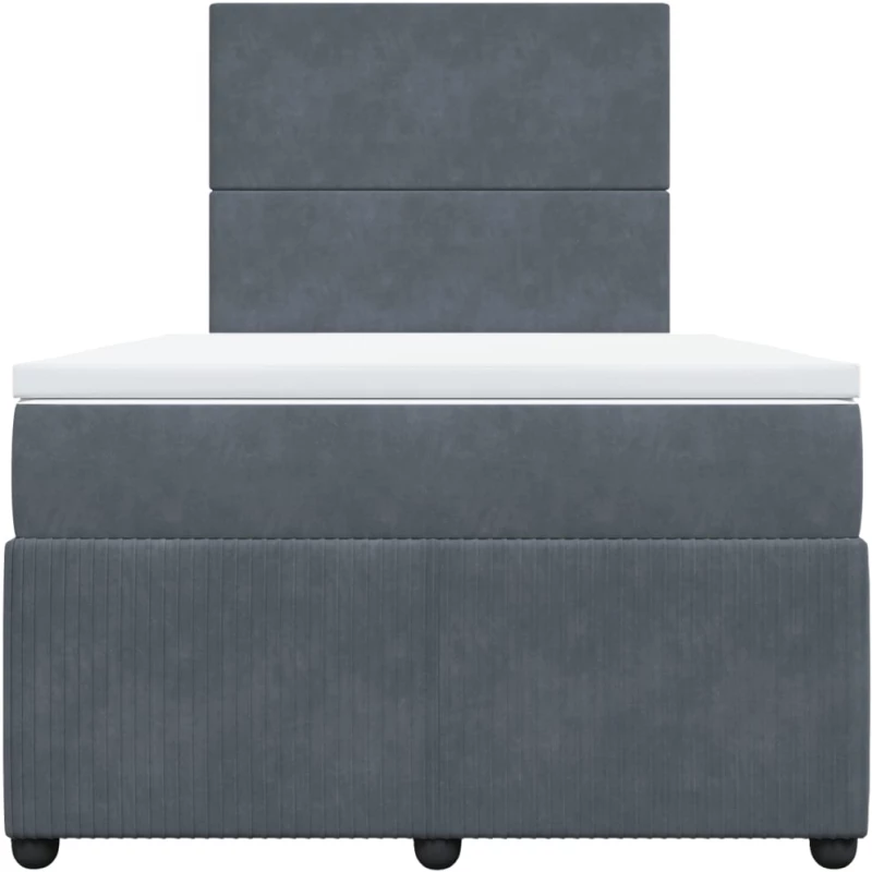 vidaXL Κρεβάτι Boxspring με Στρώμα Σκούρο Γκρι 120x190 εκ. Βελούδινο