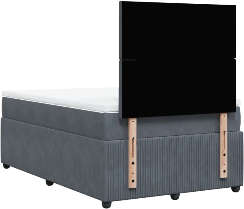 vidaXL Κρεβάτι Boxspring με Στρώμα Σκούρο Γκρι 120x190 εκ. Βελούδινο