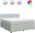 vidaXL Κρεβάτι Boxspring με Στρώμα Ανοιχτό Γκρι 180x200 εκ. Βελούδινο