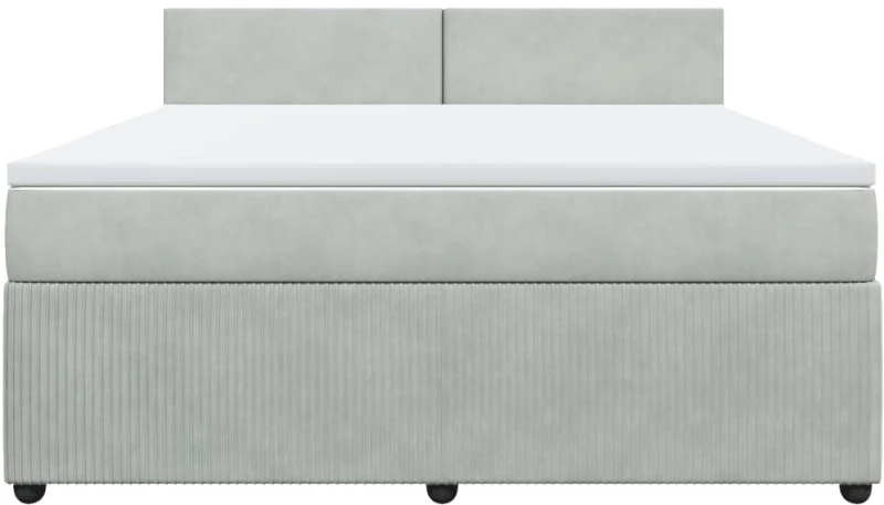 vidaXL Κρεβάτι Boxspring με Στρώμα Ανοιχτό Γκρι 180x200 εκ. Βελούδινο