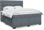 vidaXL Κρεβάτι Boxspring με Στρώμα Σκούρο Γκρι 180x200 εκ. Βελούδινο