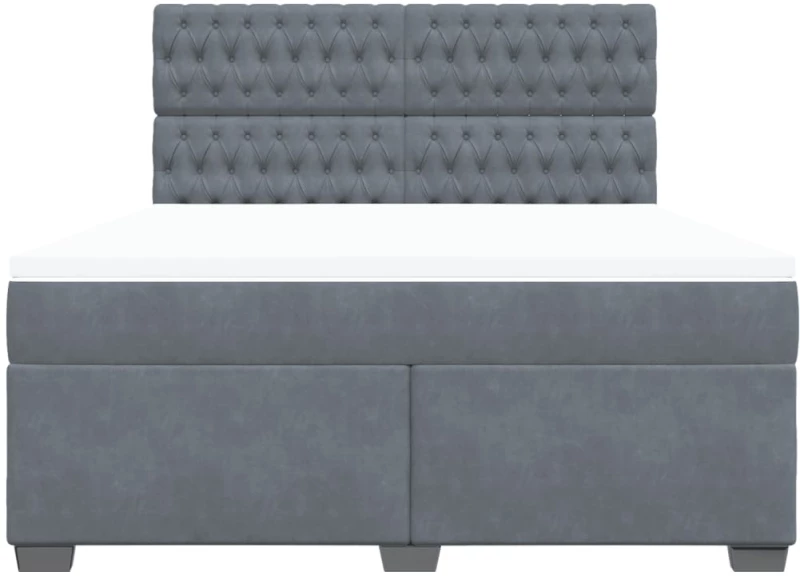 vidaXL Κρεβάτι Boxspring με Στρώμα Σκούρο Γκρι 180x200 εκ. Βελούδινο