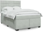 vidaXL Κρεβάτι Boxspring με Στρώμα Ανοιχτό Γκρι 160x200 εκ. Βελούδινο