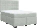 vidaXL Κρεβάτι Boxspring με Στρώμα Ανοιχτό Γκρι 160x200 εκ. Βελούδινο