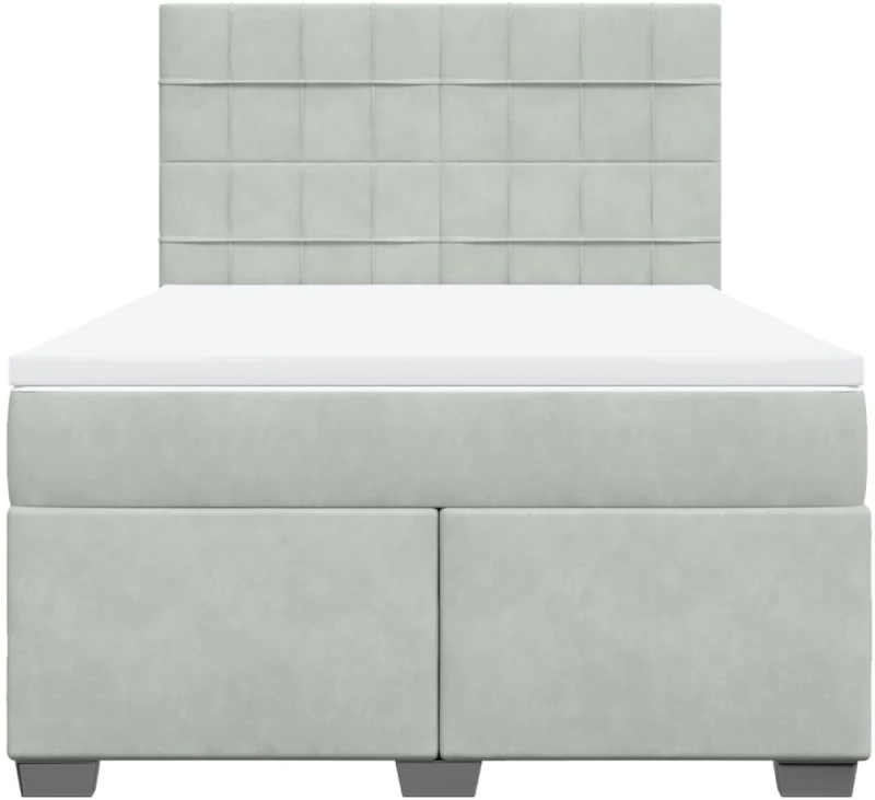 vidaXL Κρεβάτι Boxspring με Στρώμα Ανοιχτό Γκρι 160x200 εκ. Βελούδινο