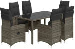 vidaXL Σετ Επίπλων Bistro Κήπου 7 τεμ. Γκρι Συνθετ. Ρατάν με Μαξιλάρια
