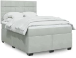 vidaXL Κρεβάτι Boxspring με Στρώμα Ανοιχτό Γκρι 160x200 εκ. Βελούδινο