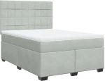 vidaXL Κρεβάτι Boxspring με Στρώμα Ανοιχτό Γκρι 160x200 εκ. Βελούδινο