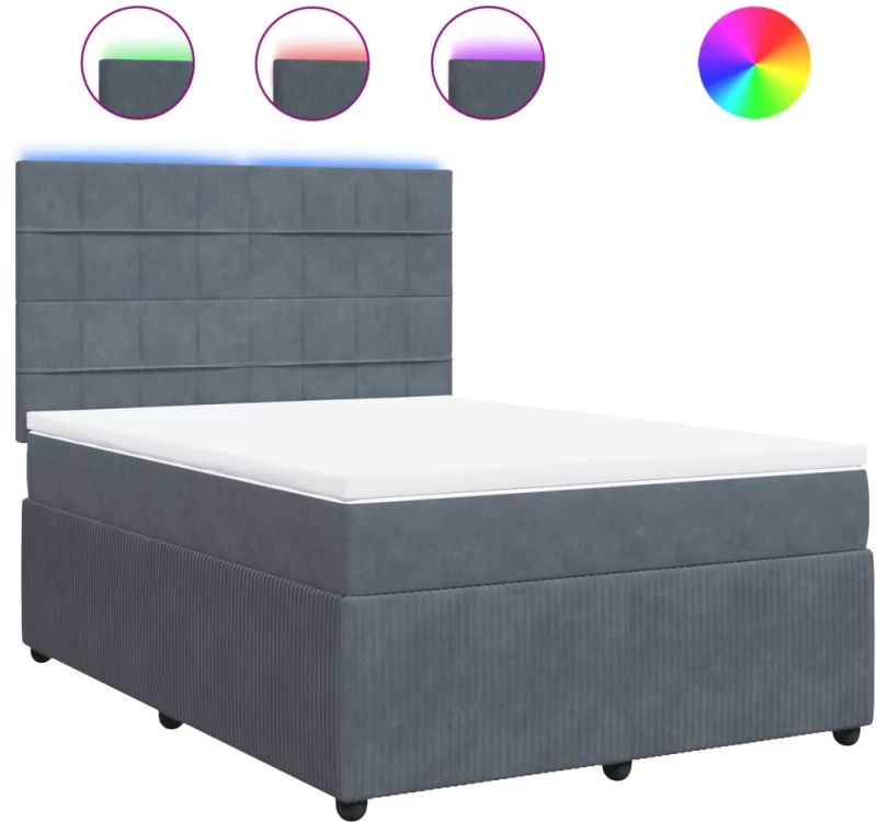 vidaXL Κρεβάτι Boxspring με Στρώμα Σκούρο Γκρι 140x200 εκ. Βελούδινο