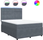 vidaXL Κρεβάτι Boxspring με Στρώμα Σκούρο Γκρι 140x200 εκ. Βελούδινο