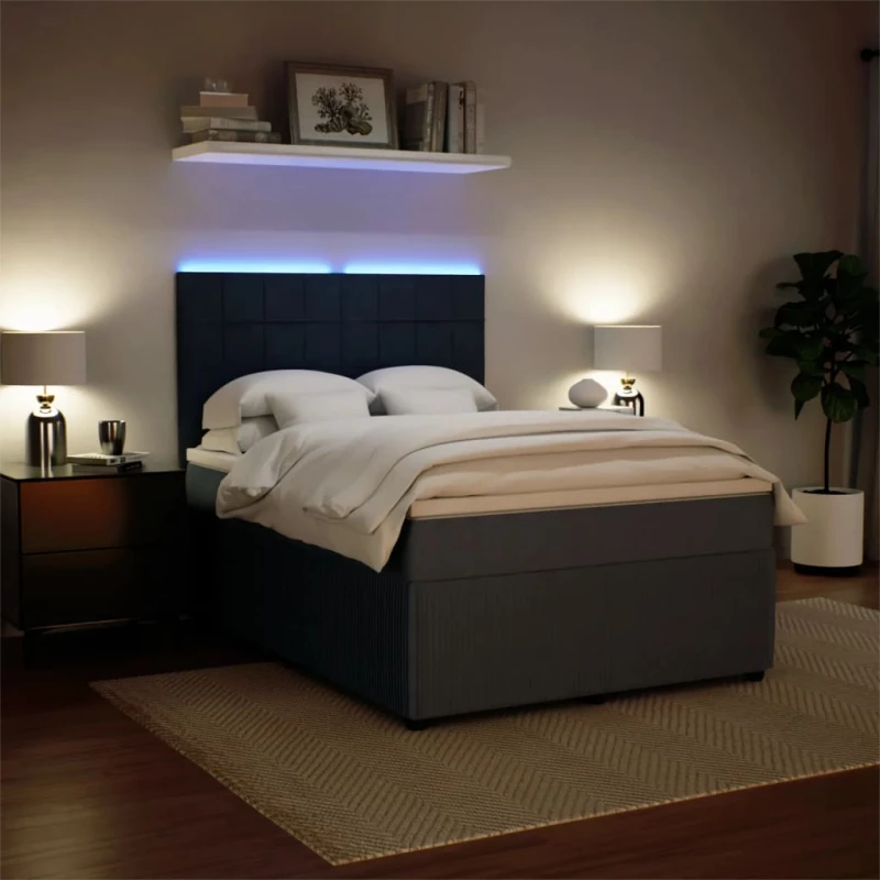 vidaXL Κρεβάτι Boxspring με Στρώμα Σκούρο Γκρι 140x200 εκ. Βελούδινο