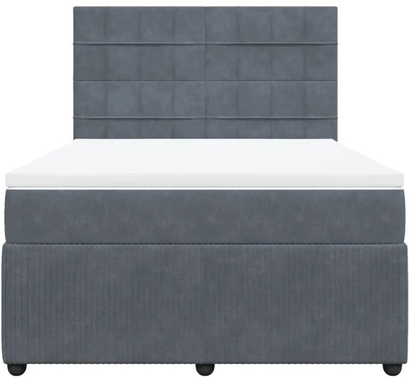 vidaXL Κρεβάτι Boxspring με Στρώμα Σκούρο Γκρι 140x200 εκ. Βελούδινο