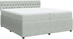 vidaXL Κρεβάτι Boxspring με Στρώμα Ανοιχτό Γκρι 200x200 εκ. Βελούδινο