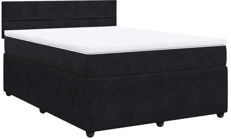 vidaXL Κρεβάτι Boxspring με Στρώμα Μαύρο 160x200 εκ. Βελούδινο