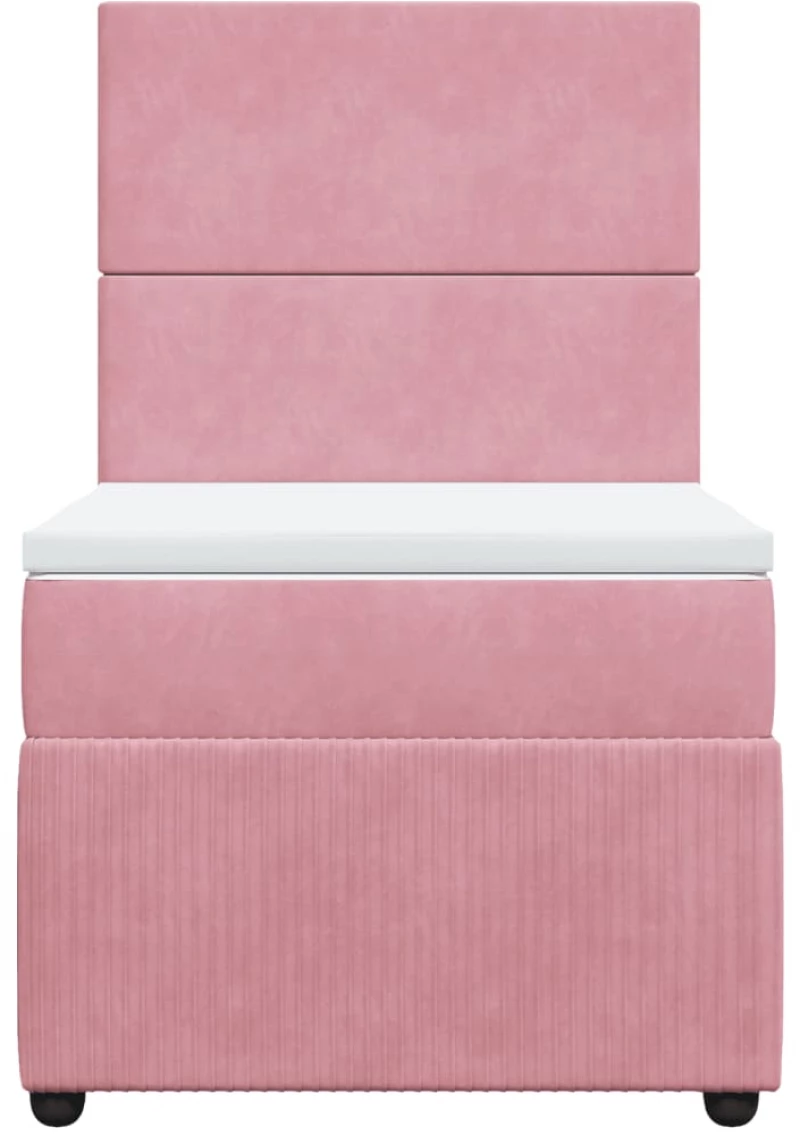 vidaXL Κρεβάτι Boxspring με Στρώμα Ροζ 80 x 200 εκ. Βελούδινο