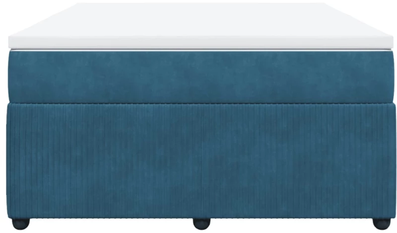 vidaXL Κρεβάτι Boxspring με Στρώμα Σκούρο Μπλε 140x200 εκ. Βελούδινο