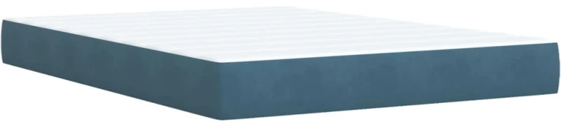 vidaXL Κρεβάτι Boxspring με Στρώμα Σκούρο Μπλε 140x200 εκ. Βελούδινο