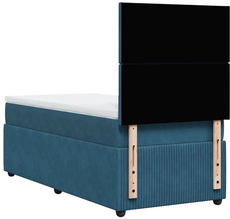 vidaXL Κρεβάτι Boxspring με Στρώμα Σκούρο Μπλε 80 x 200 εκ. Βελούδινο