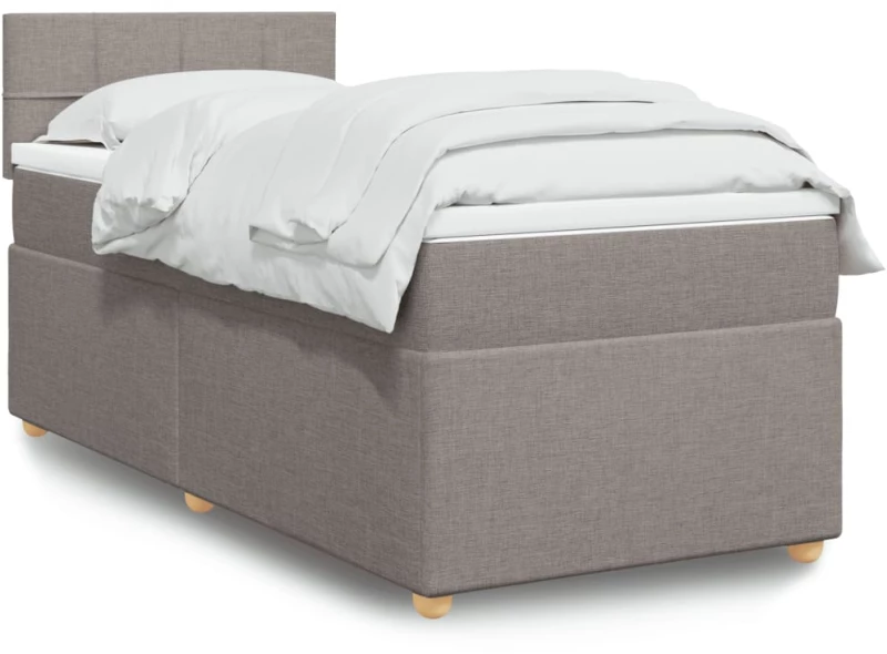 vidaXL Κρεβάτι Boxspring με Στρώμα Taupe 100 x 200 εκ. Υφασμάτινο