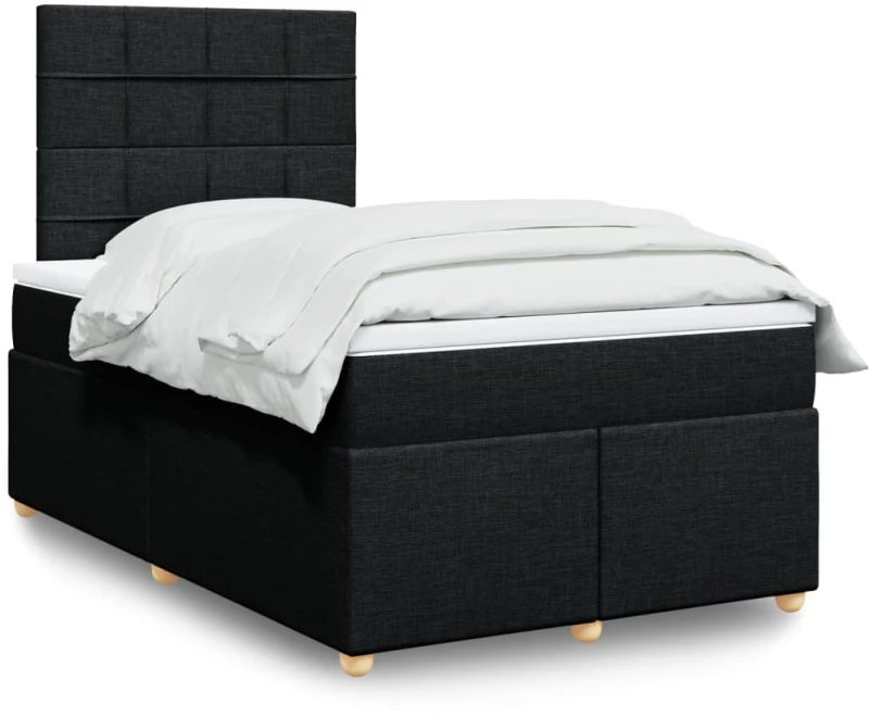 vidaXL Κρεβάτι Boxspring με Στρώμα Μαύρο 120x190 εκ. Υφασμάτινο