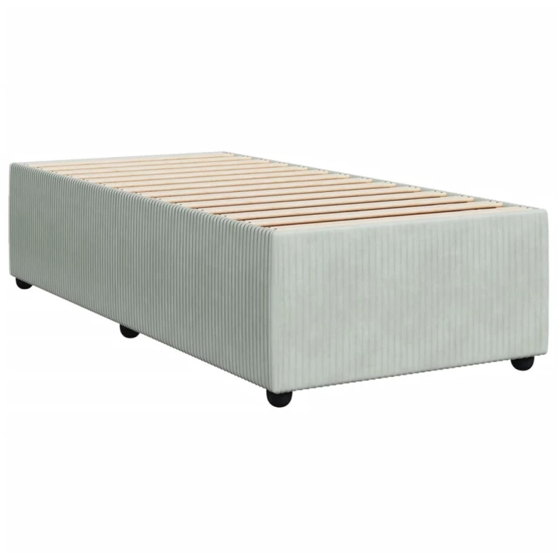 vidaXL Κρεβάτι Boxspring με Στρώμα Ανοιχτό Γκρι 90x190 εκ. Βελούδινο
