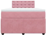 vidaXL Κρεβάτι Boxspring με Στρώμα Ροζ 120x200 εκ. Βελούδινο