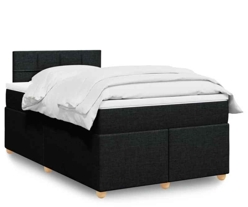 vidaXL Κρεβάτι Boxspring με Στρώμα Μαύρο 120x200 εκ. Υφασμάτινο