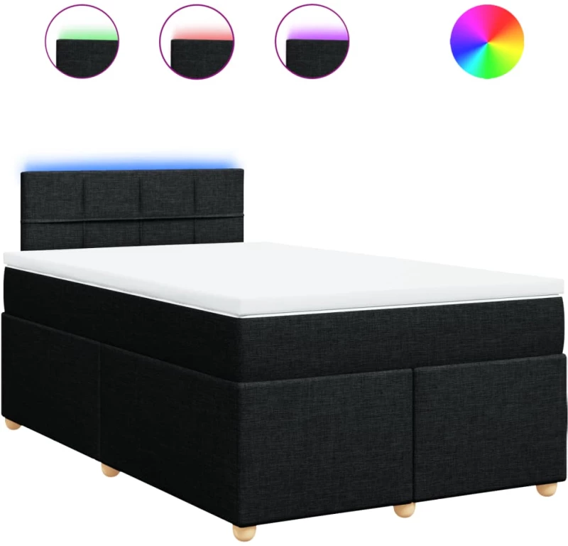 vidaXL Κρεβάτι Boxspring με Στρώμα Μαύρο 120x200 εκ. Υφασμάτινο