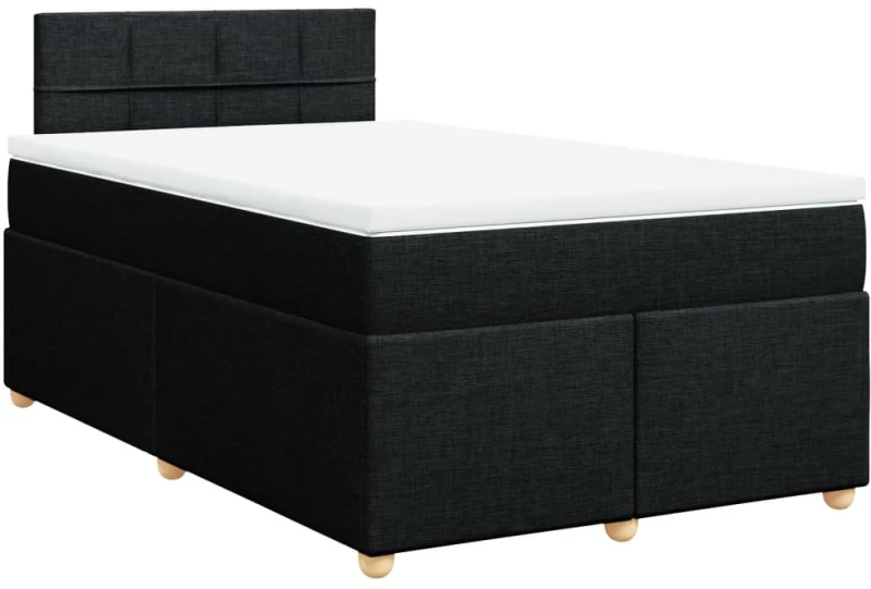 vidaXL Κρεβάτι Boxspring με Στρώμα Μαύρο 120x200 εκ. Υφασμάτινο