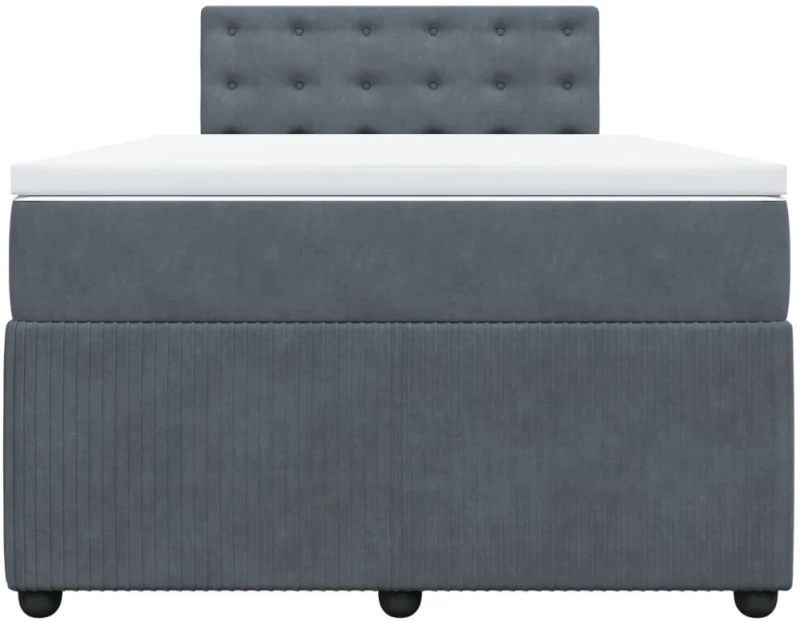vidaXL Κρεβάτι Boxspring με Στρώμα Σκούρο Γκρι 120x200 εκ. Βελούδινο