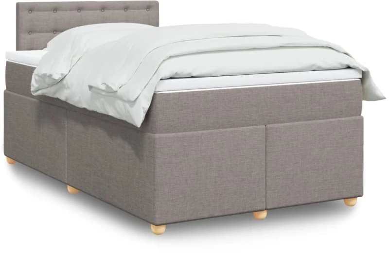 vidaXL Κρεβάτι Boxspring με Στρώμα Taupe 120x200 εκ. Υφασμάτινο