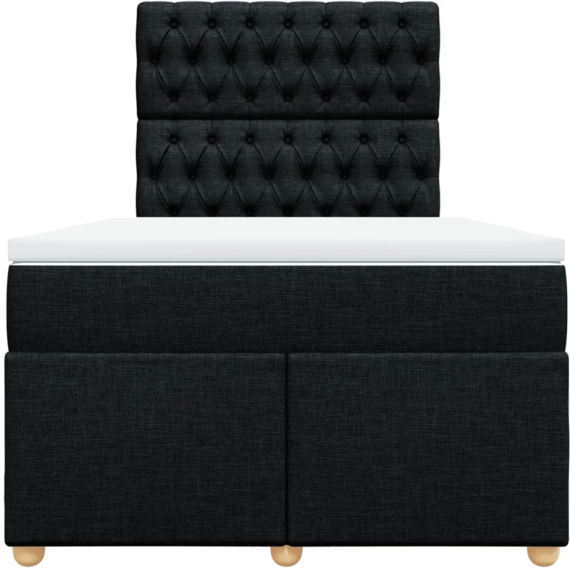 vidaXL Κρεβάτι Boxspring με Στρώμα Μαύρο 120x190 εκ. Υφασμάτινο