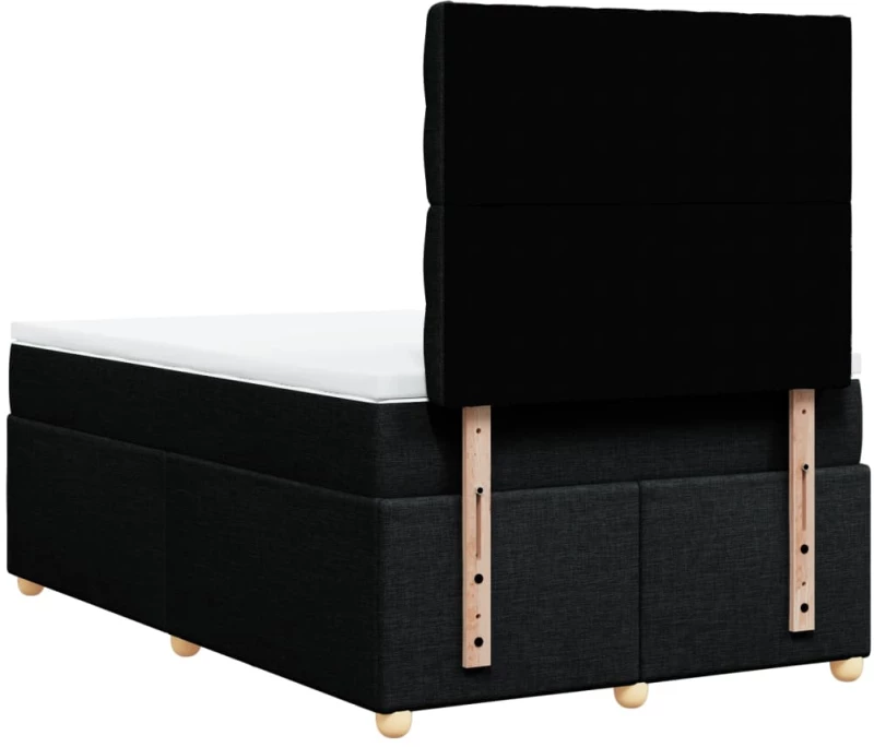 vidaXL Κρεβάτι Boxspring με Στρώμα Μαύρο 120x190 εκ. Υφασμάτινο