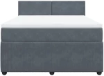 vidaXL Κρεβάτι Boxspring με Στρώμα Σκούρο Γκρι 140x200 εκ. Βελούδινο