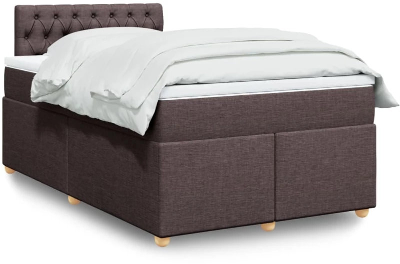 vidaXL Κρεβάτι Boxspring με Στρώμα Σκούρο Καφέ 120x190 εκ Υφασμάτινο
