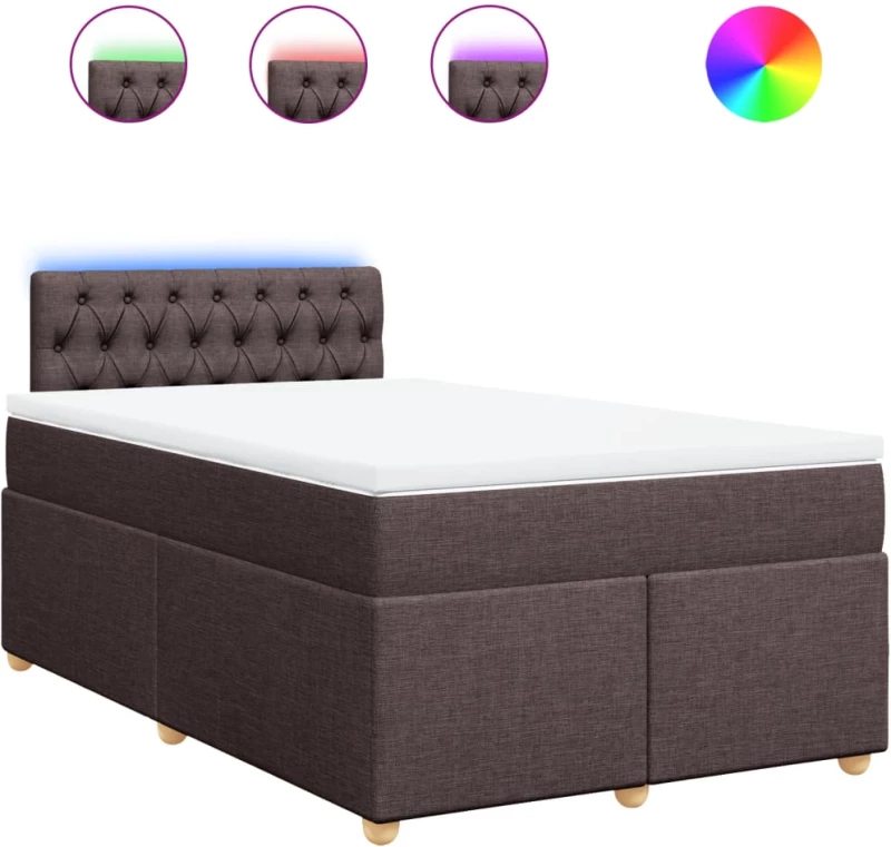 vidaXL Κρεβάτι Boxspring με Στρώμα Σκούρο Καφέ 120x190 εκ Υφασμάτινο